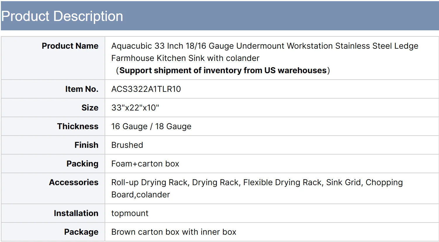 Large 33 X 22" Top-Mount Workstation