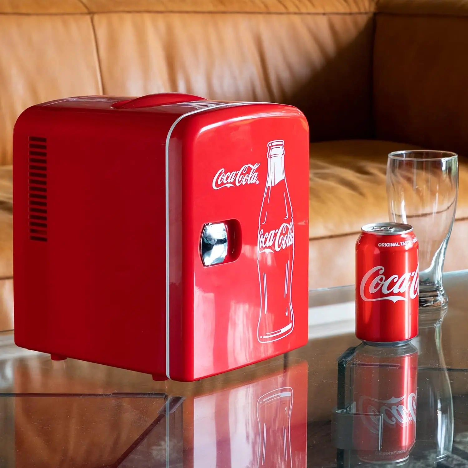 4L 6 Can Portable Personal Refrigerator 12V DC/110V AC, Red