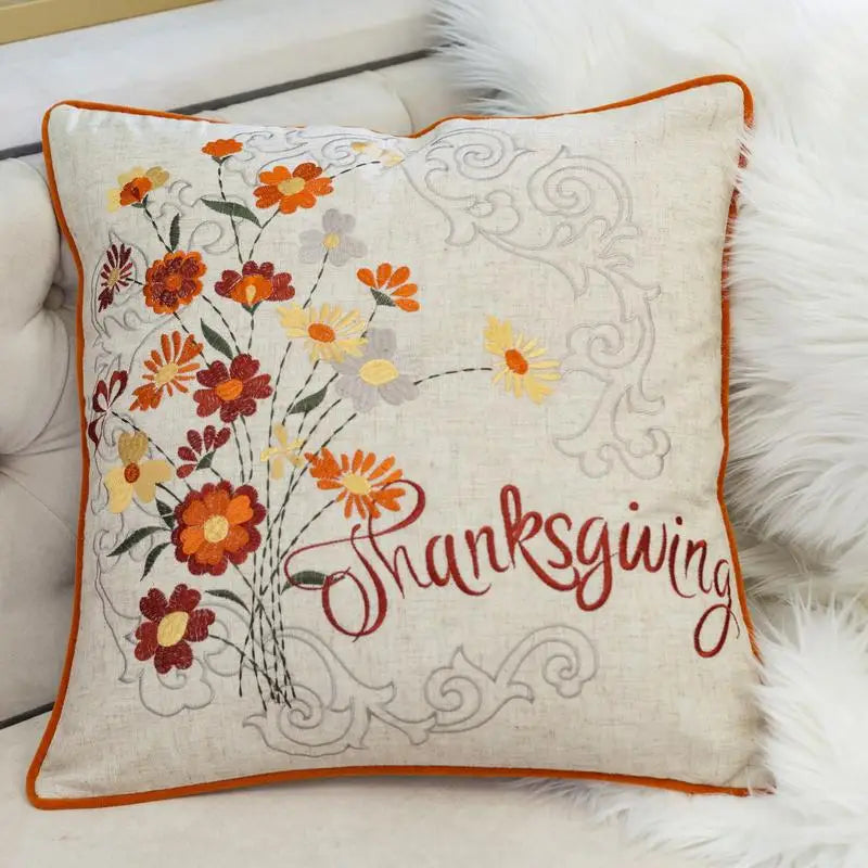 Autumn Floral Embroidered pillow