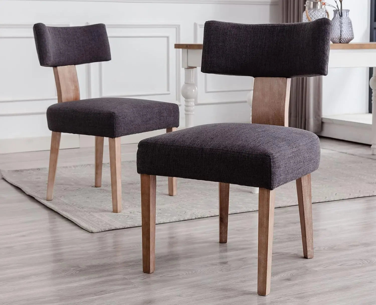 Upholstered PU Leather w/Wood Leg