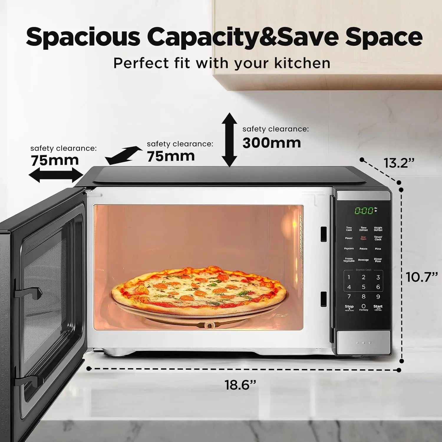 Microwave 0.9 CF - 6 Auto Menus, Child Lock, 900 W