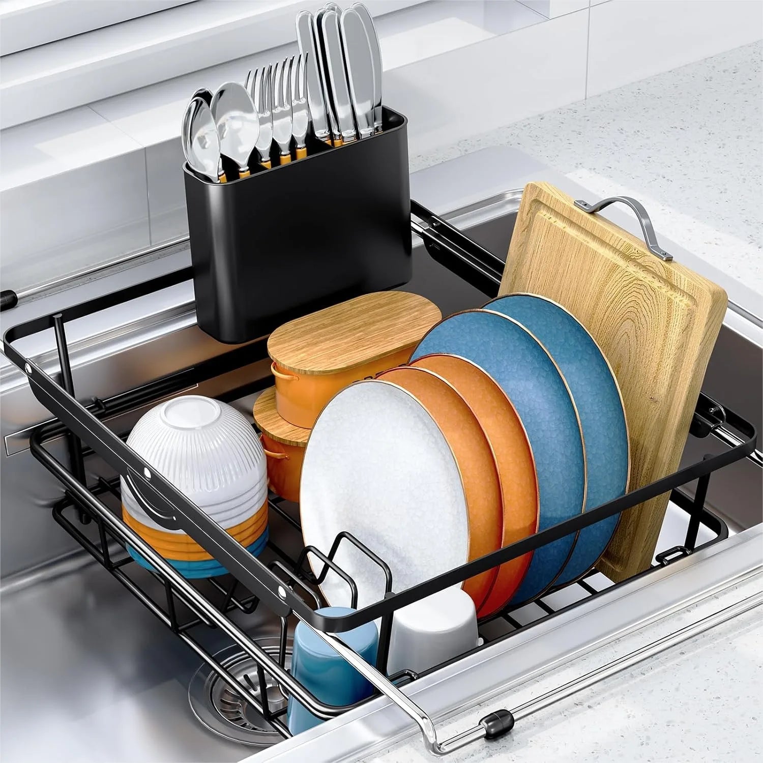 Over the Sink Dish Rack, Expandable In-Sink
