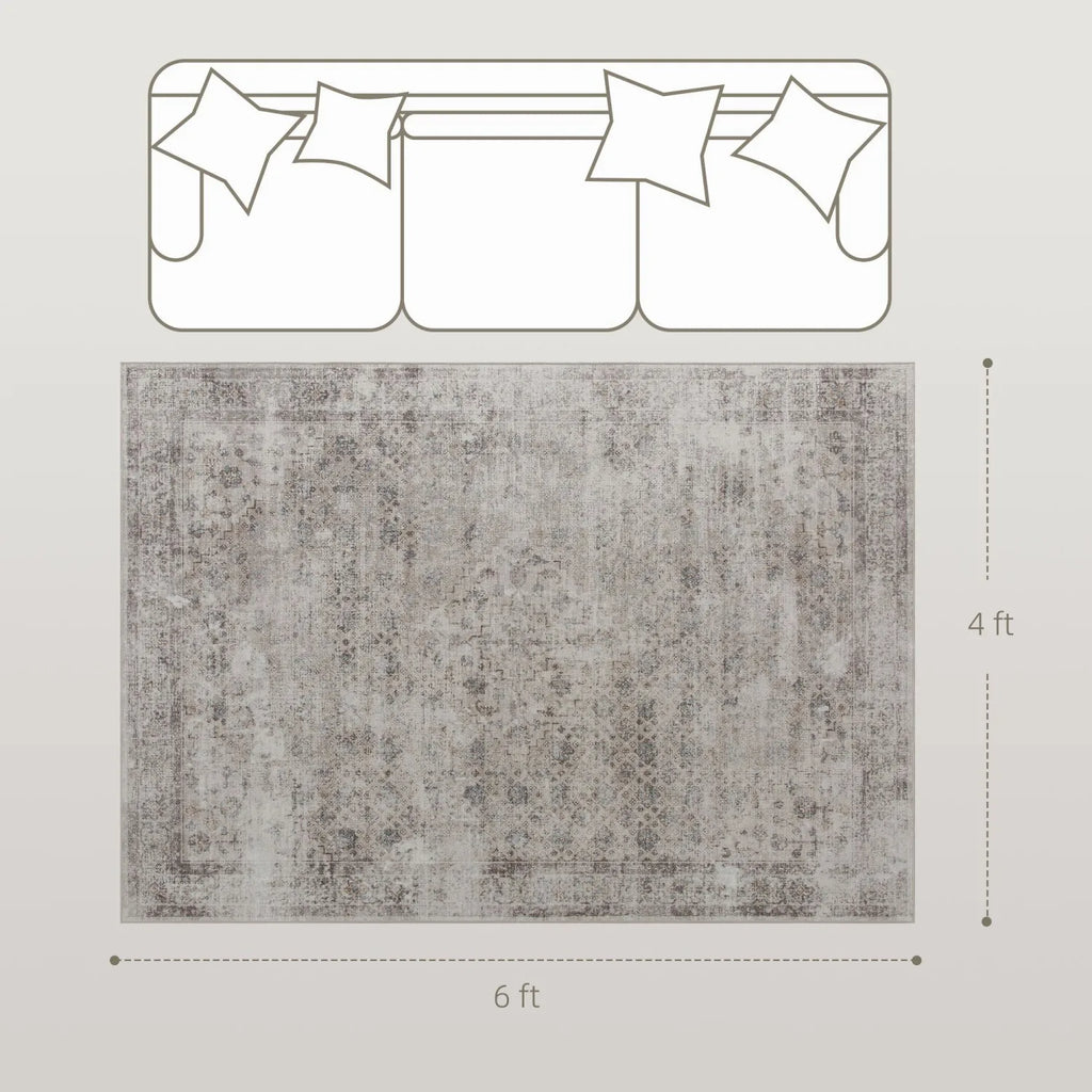 4x6 Washable Light Mixed-Brown