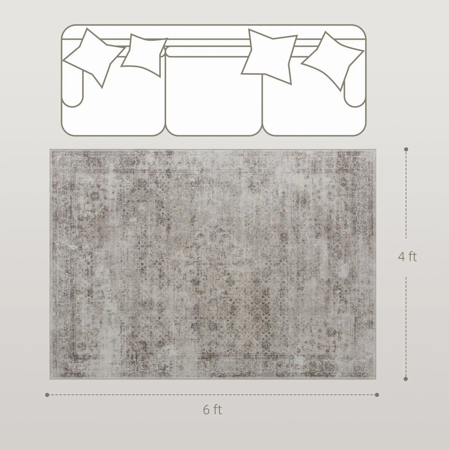 4x6 Washable Light Mixed-Brown