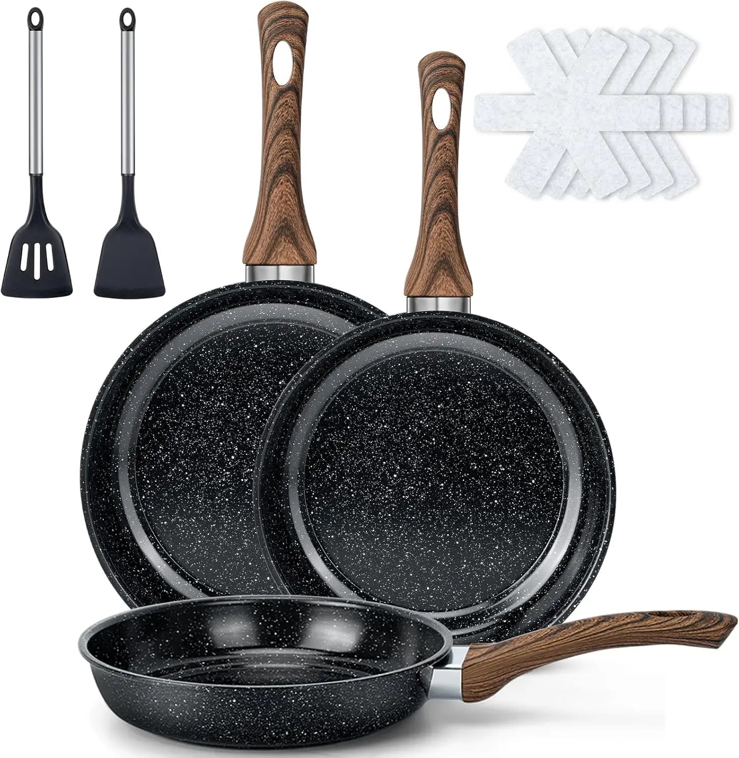 Nonstick Frying Pan Set - 9 Pieces, 3 Sizes (8"/10"/12")