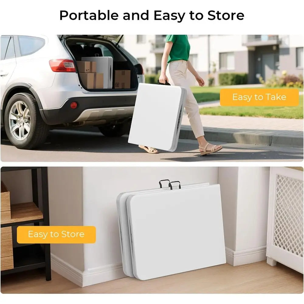 Portable 6ft Folding w/Black Cloth HDPE Top