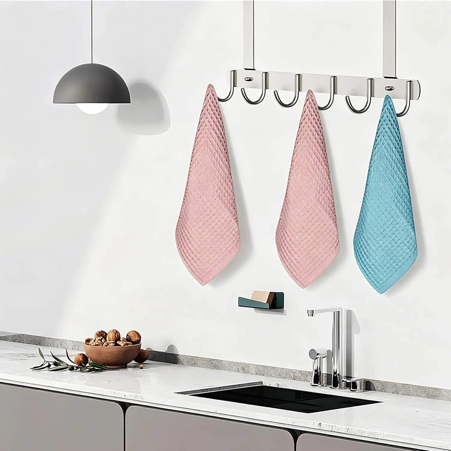6 Kitchen Towels 100% Cotton Waffle