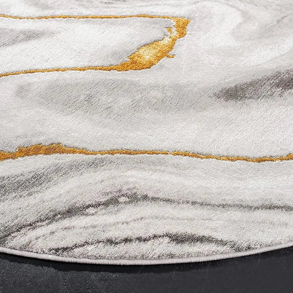 5'3" Circle Grey/Gold, Modern Abstract