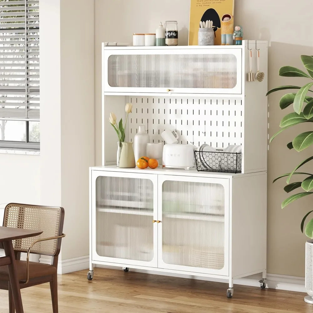 66" Pantry Cabinet W Adjustable Shelf/Wheels