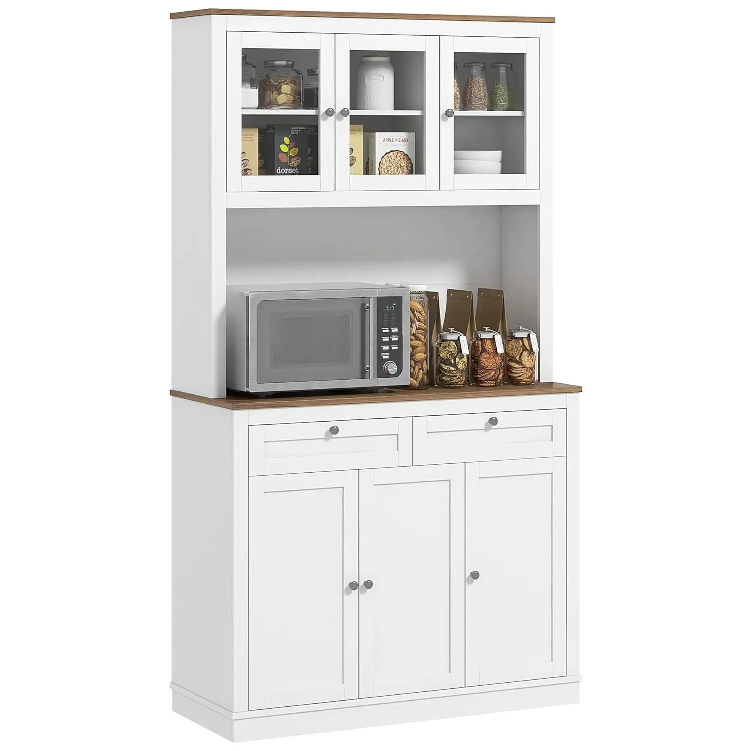 71" Kitchen Pantry Cabine, Microwave Stand, 2 Drawers