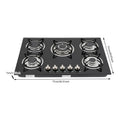5-Burner Natural Gas Stove Tempered Glass Battery Ignition