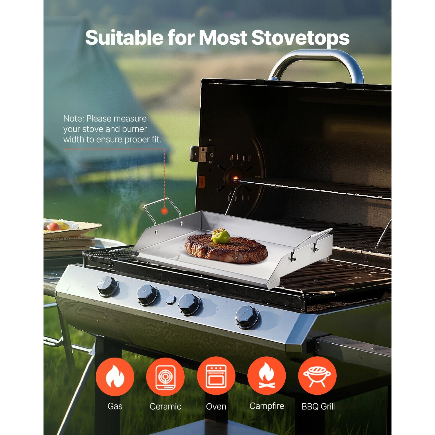 Stainless Griddle Flat Top Rectangular Plate Gas