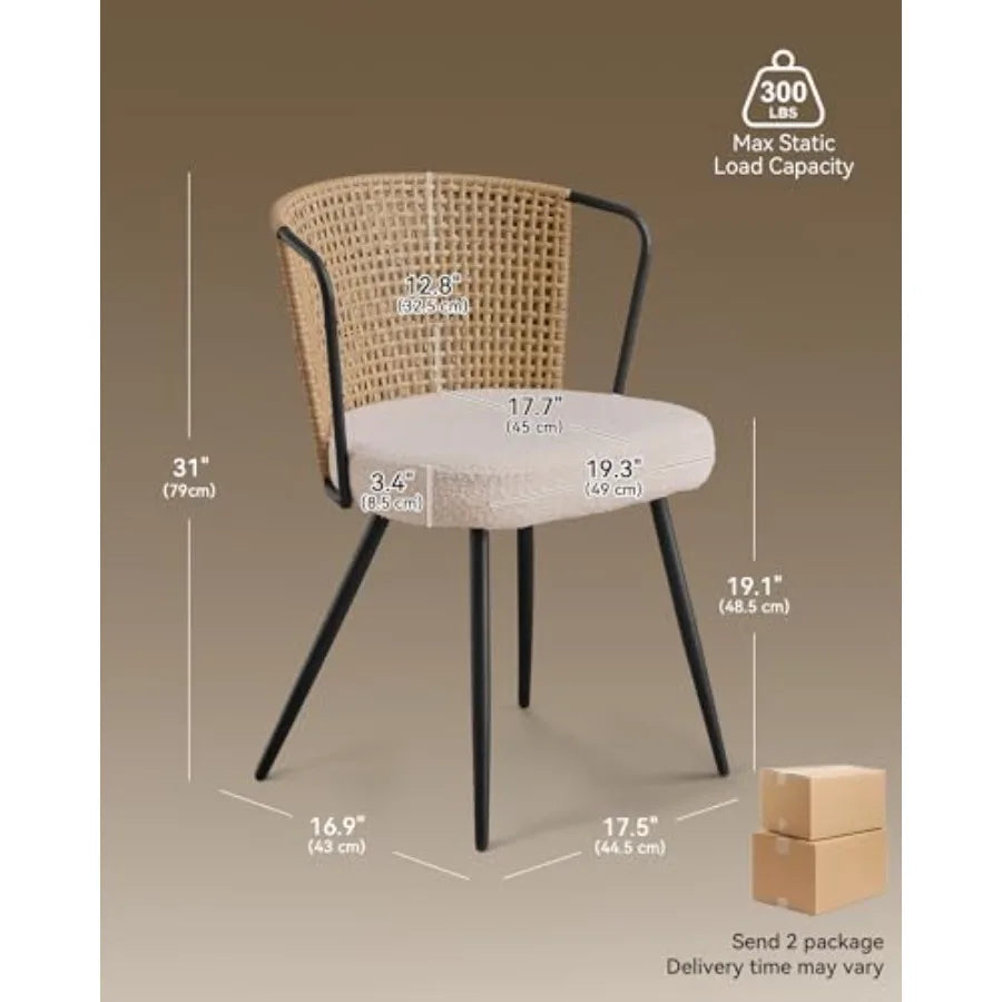 4 Rattan Farmhouse Cane Back