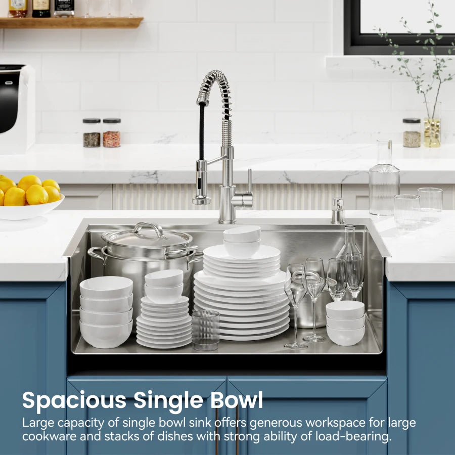 Stainless Steel Sink 33″x22″ Single Bowl Overmount