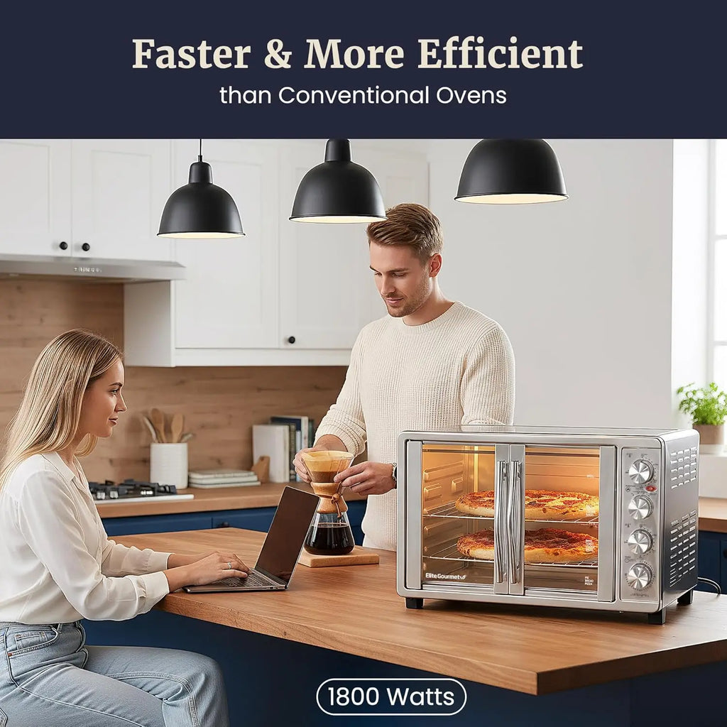 French Door 47.5Qt, 18-Slice Convection Oven Rotisserie
