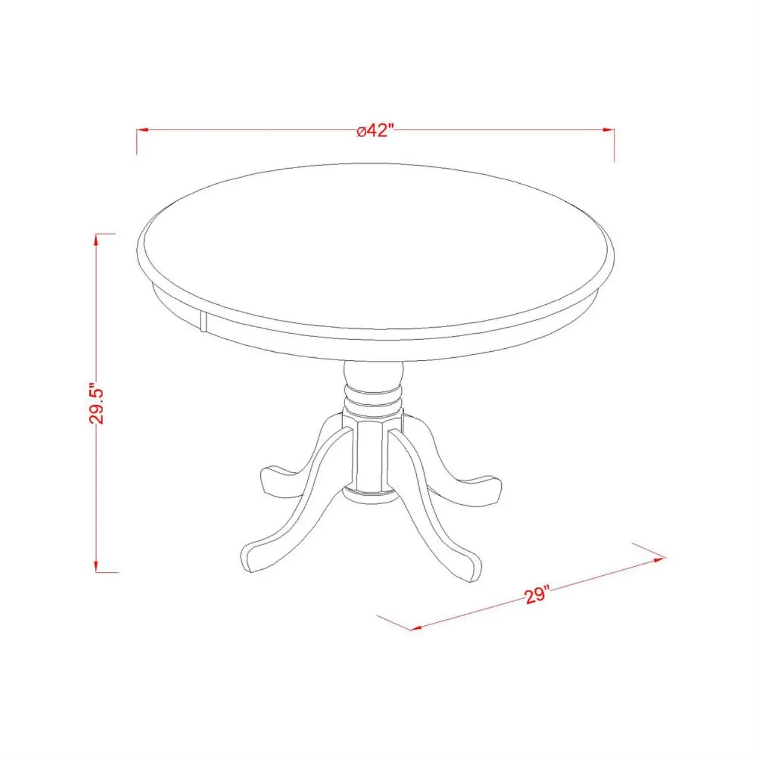 5 Piece, 4 chairs Round 42x42