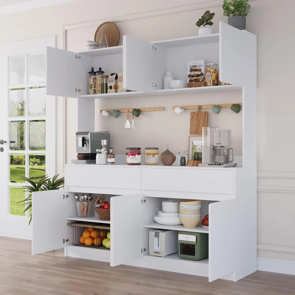 70.87" H Large Pantry Cabinet W/MW Countertop