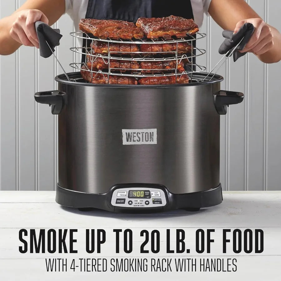 2in1 XL Programmable Slow Cooker Electric Indoor Smoker