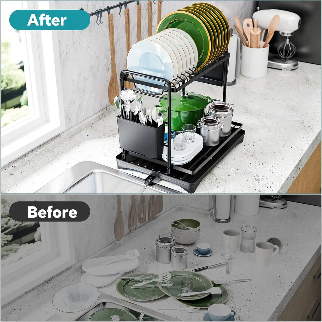 2-Tier Dish Rack Counter, Large