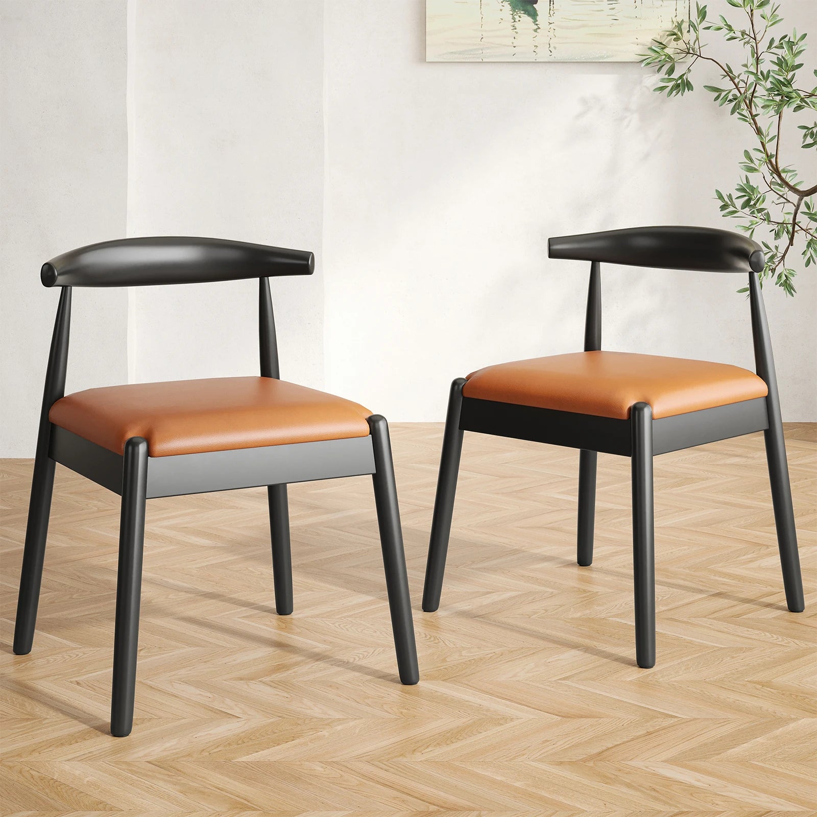 2 Mid-Century Modern w/Solid Wood Legs