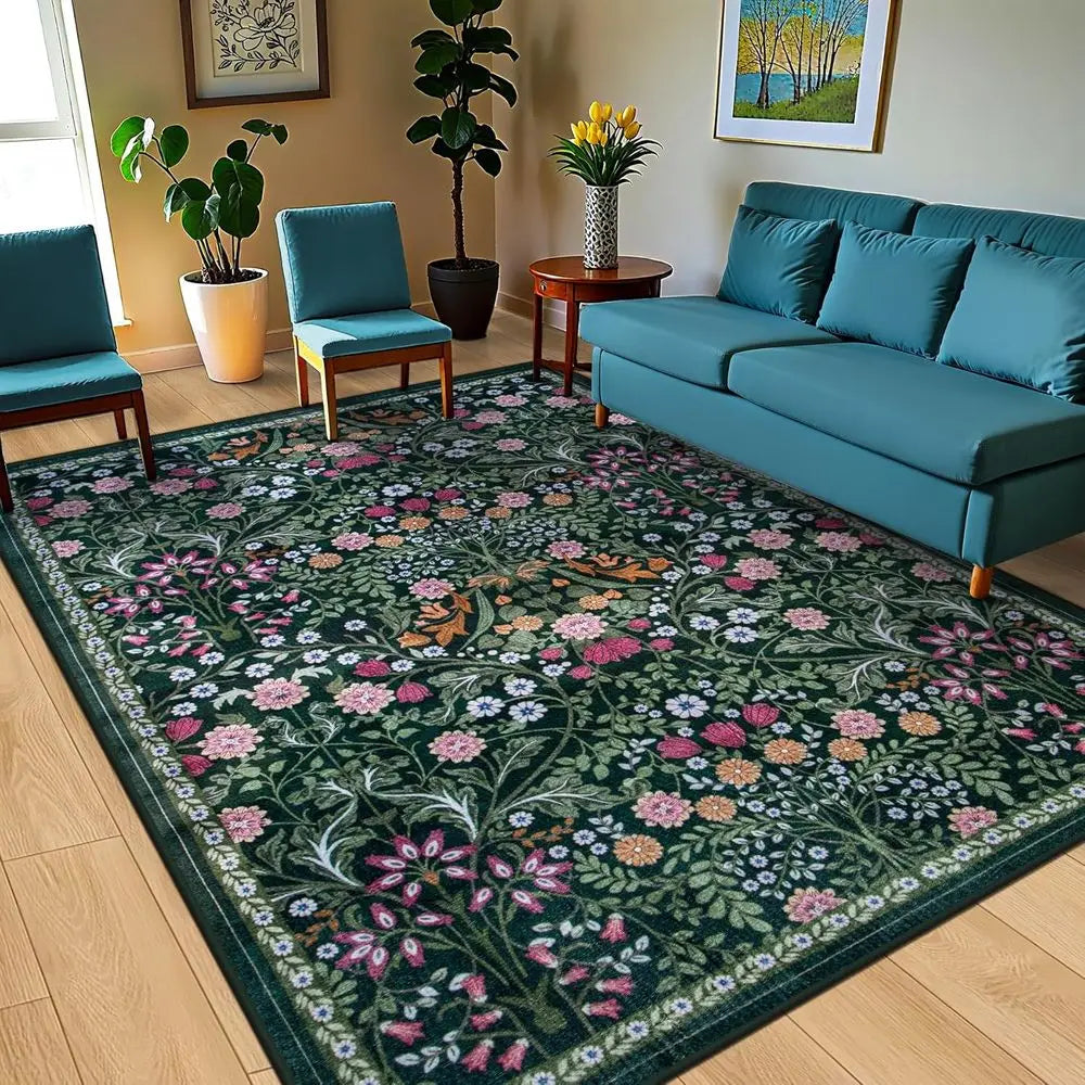 9x12 Vintage Floral Boho Soft Washable