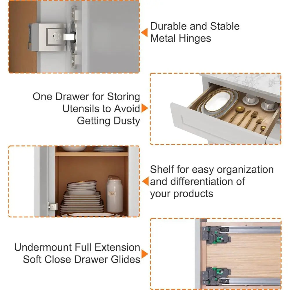 Light Gray Base Cabinet Storage 27WX24DX34.5H