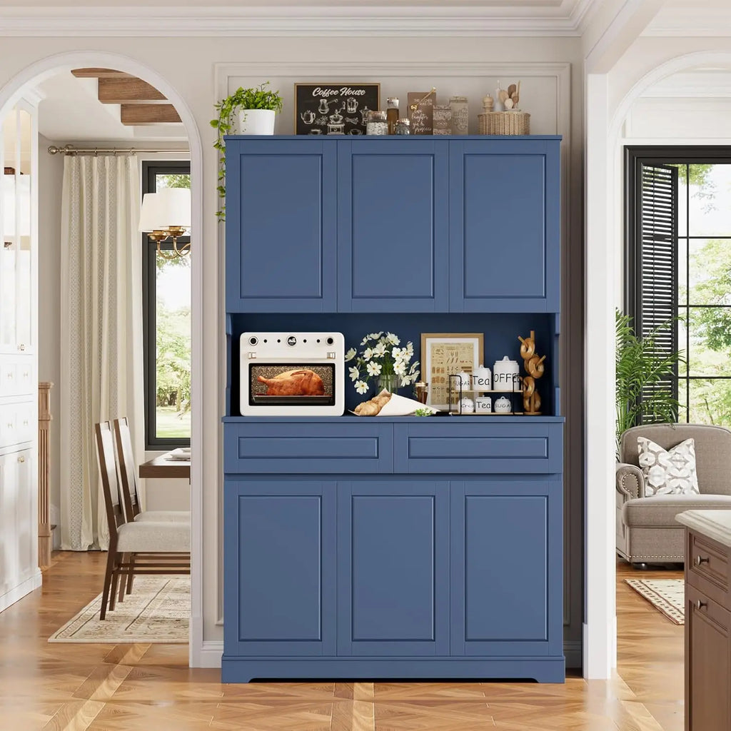 74" Tall Pantry Cabinet 6 Doors 2 Drawers