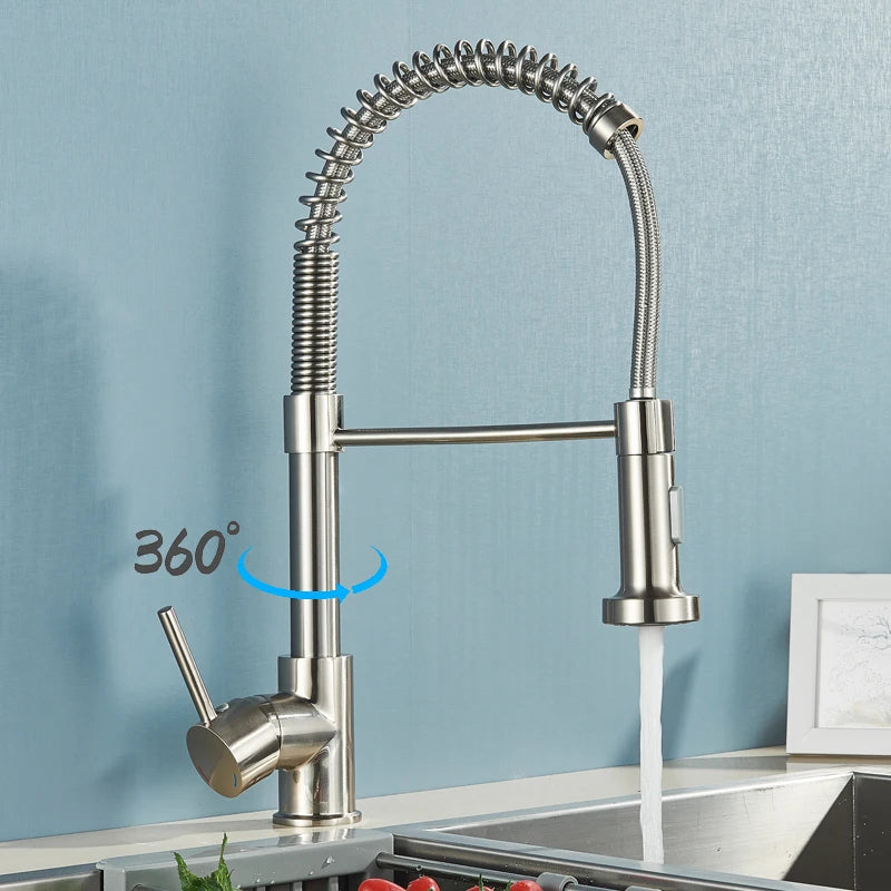 Brushed Nickel Deck Mounted Mixer 360 Rotation