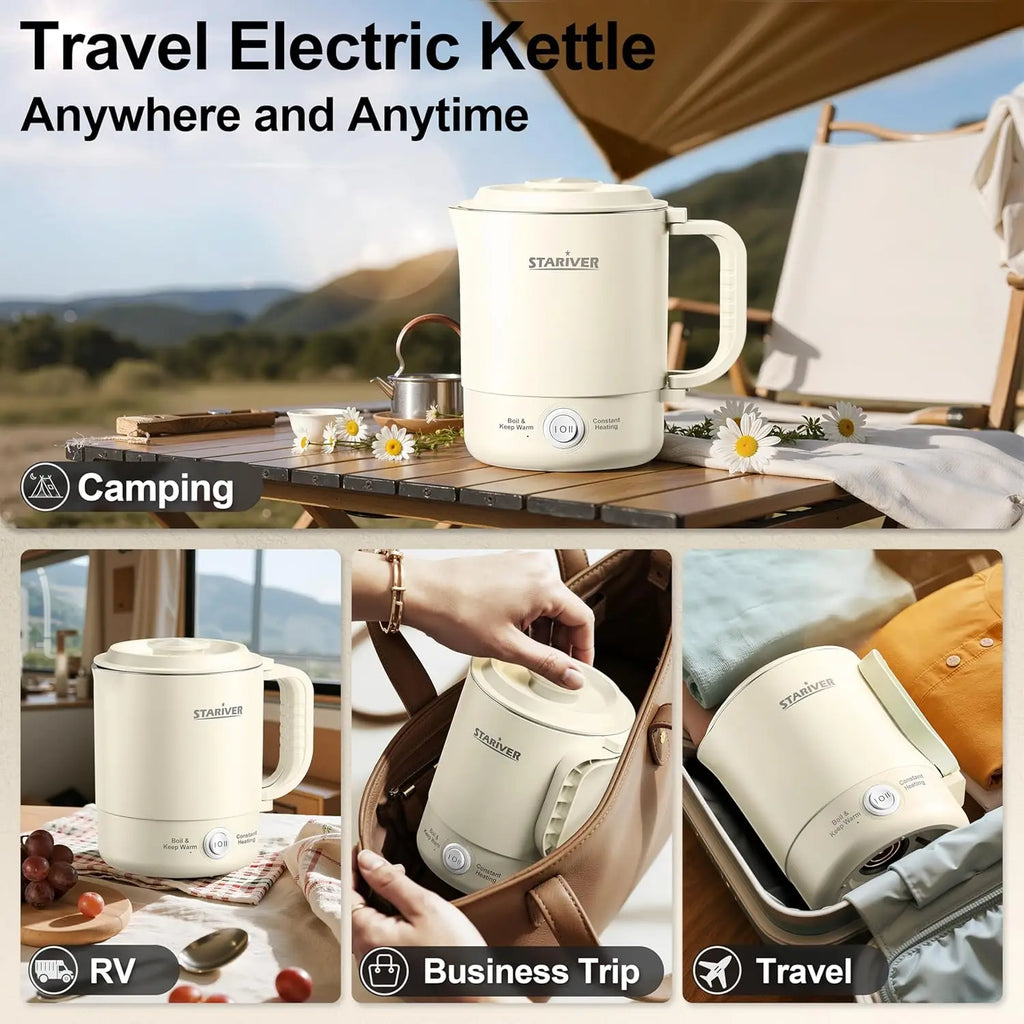 Portable Travel Kettle, 600ML Foldable Handle