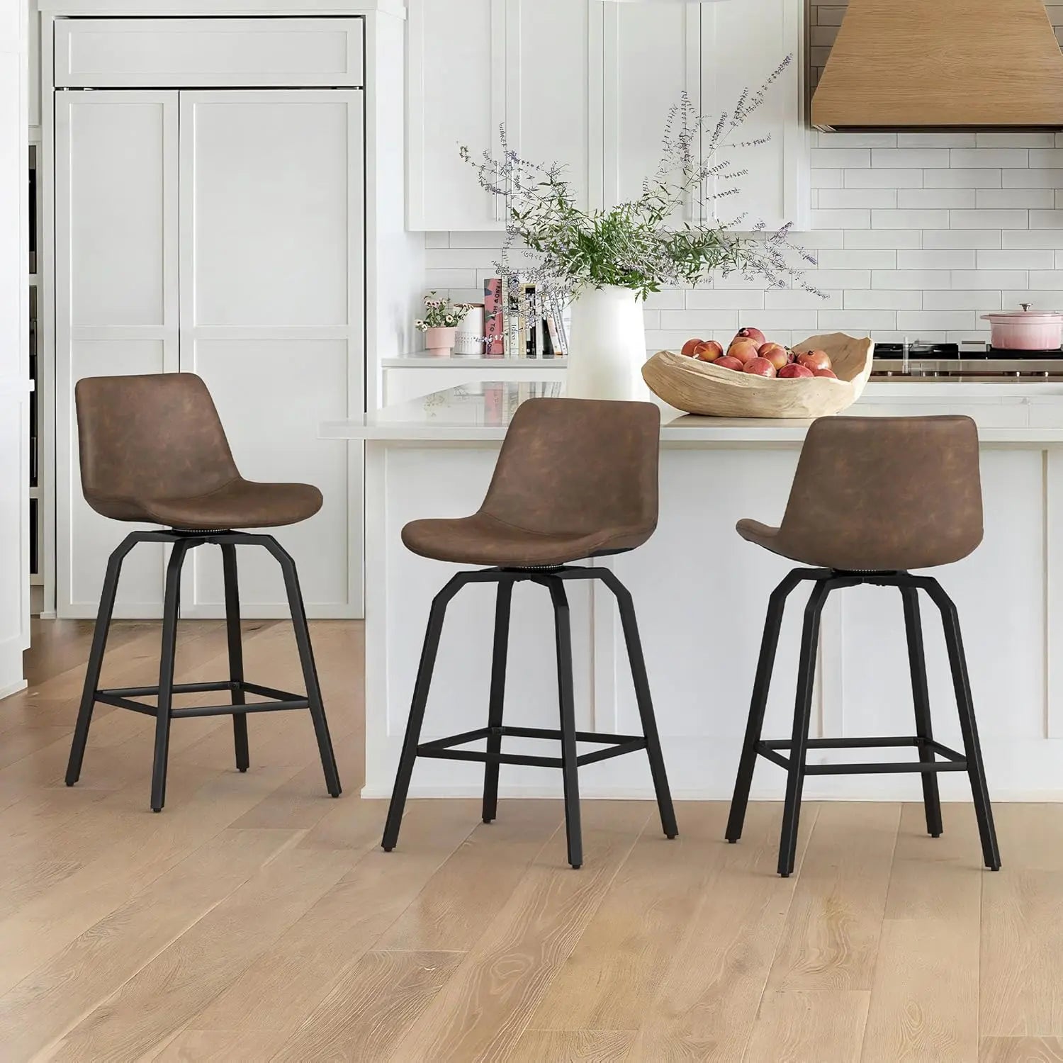 3 360° Swivel Bar Stools 26 Inch Counter Height