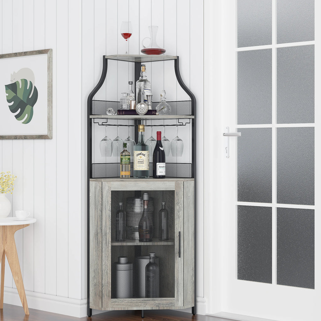 Corner Wine Rack W/Glass Holder