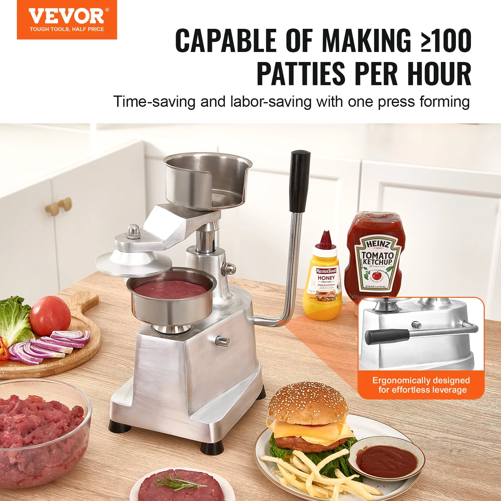Commercial Burger Patty Maker 100mm/4in Stainless
