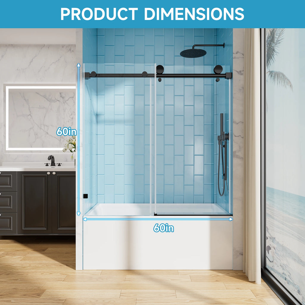 56-60"x60" H Bathtub Shower Door