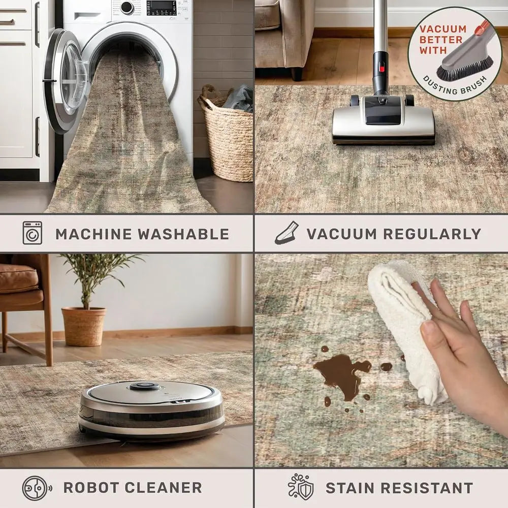 8x10 Brown/Green Washable Soft