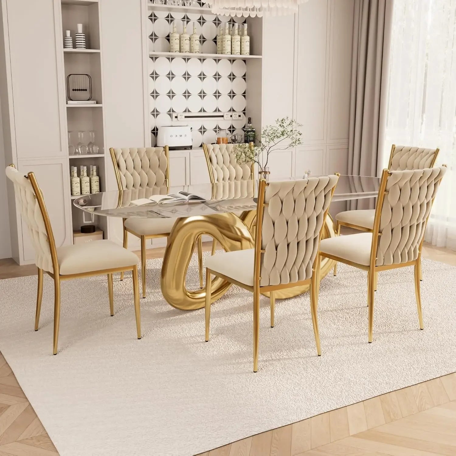 6 Modern Velvet Upholstered w/Metal Legs