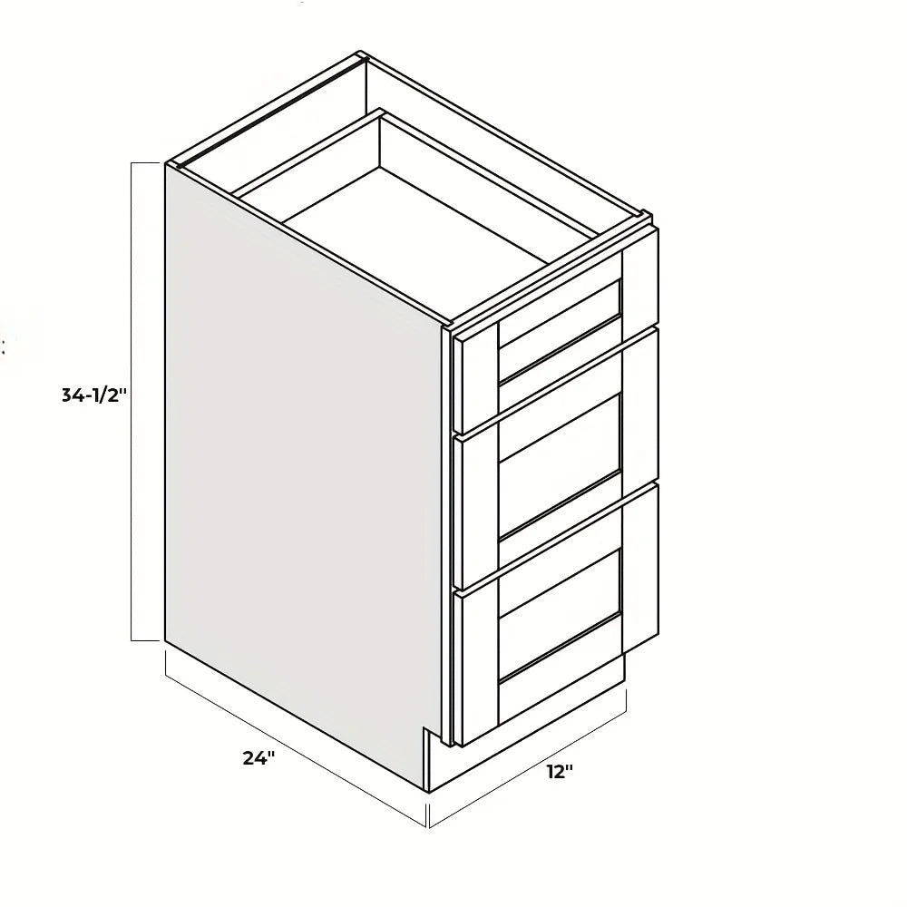 Shaker Style Base Cabinet W/3 Drawers RTA