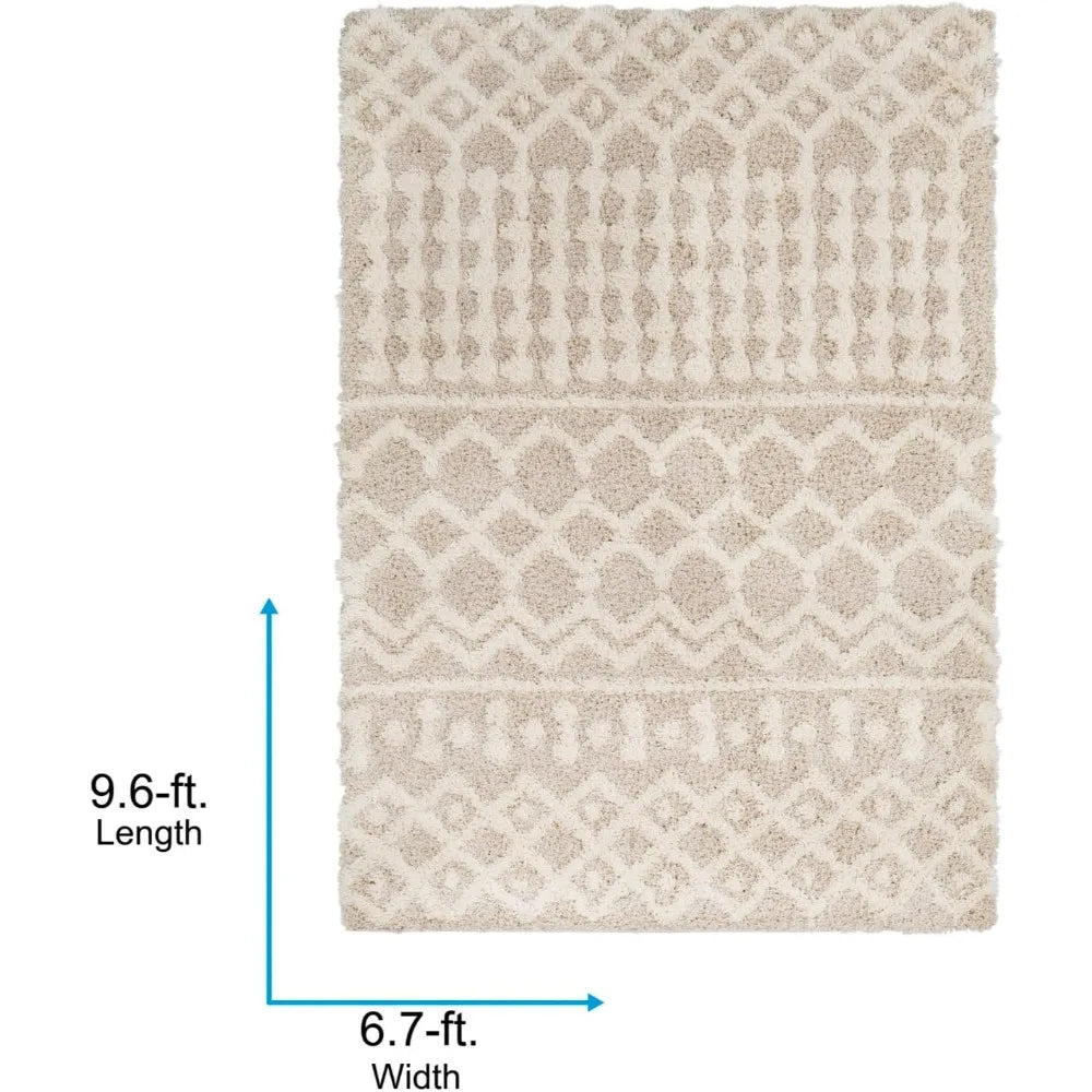 6'7"x9'6" Moroccan Shag Beige