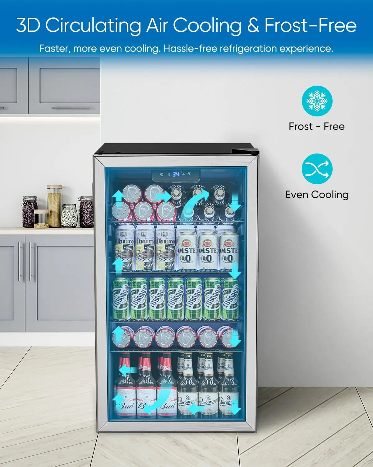 3.2 CF 126 Can Mini Fridge w/Glass Door f