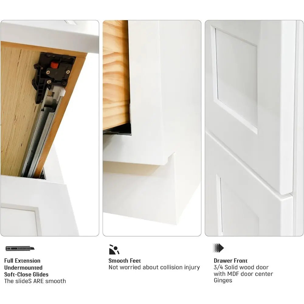 White 30" Shaker Unassembled Base Cabinet 34.5H x 24D