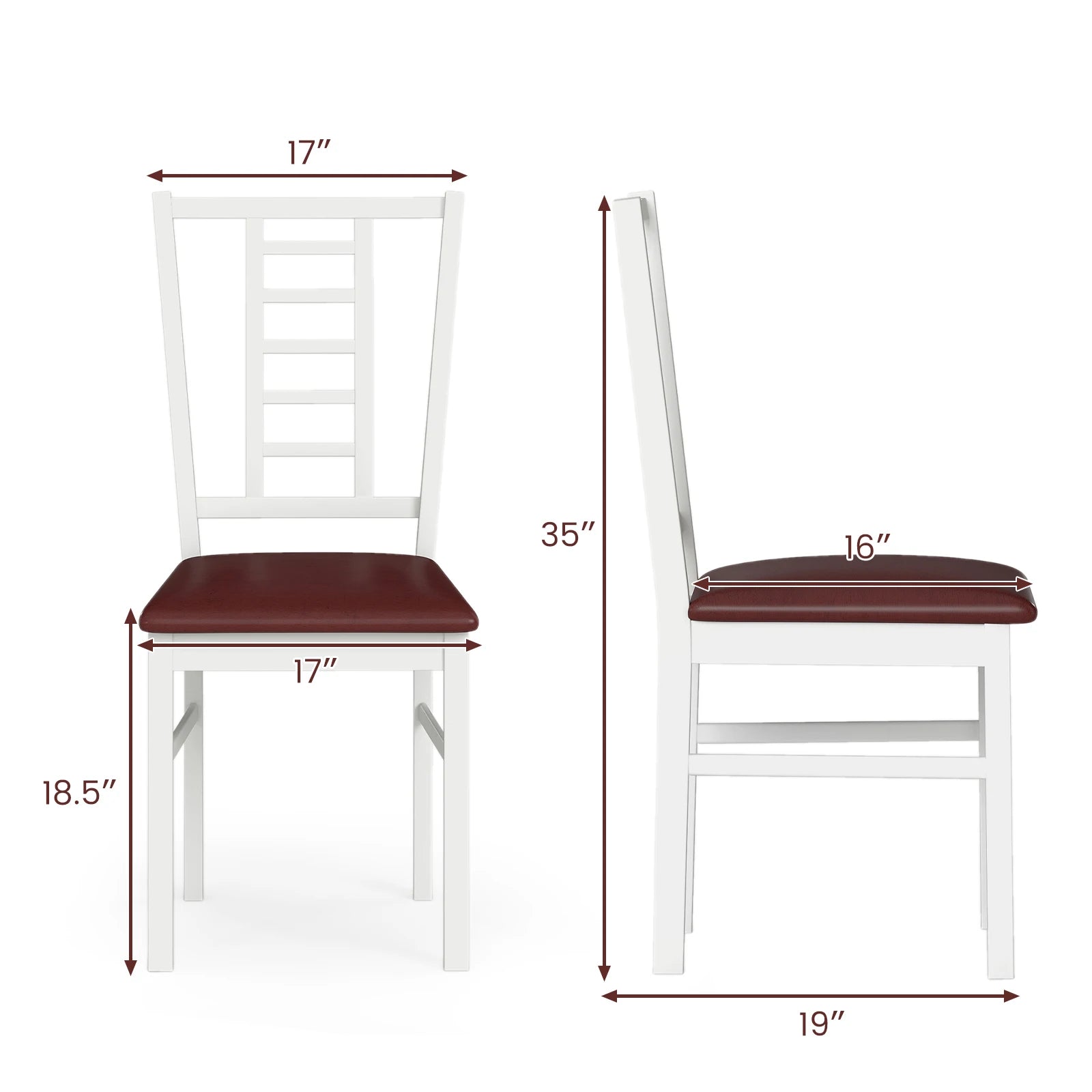 2 Wood Dining Chairs Padded Seat