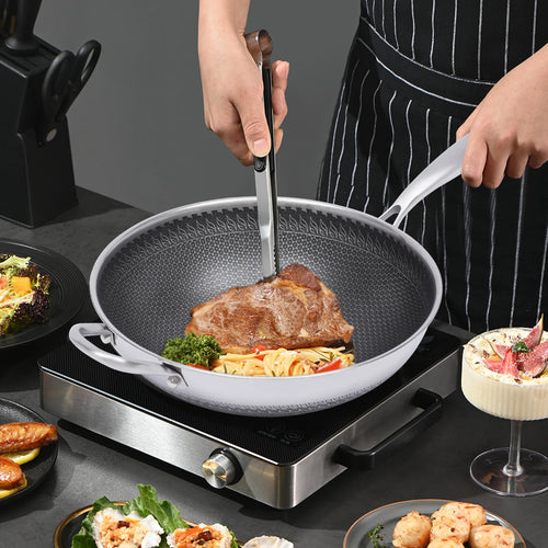 12" Stainless Fry Pan Nonstick Cooking Wok