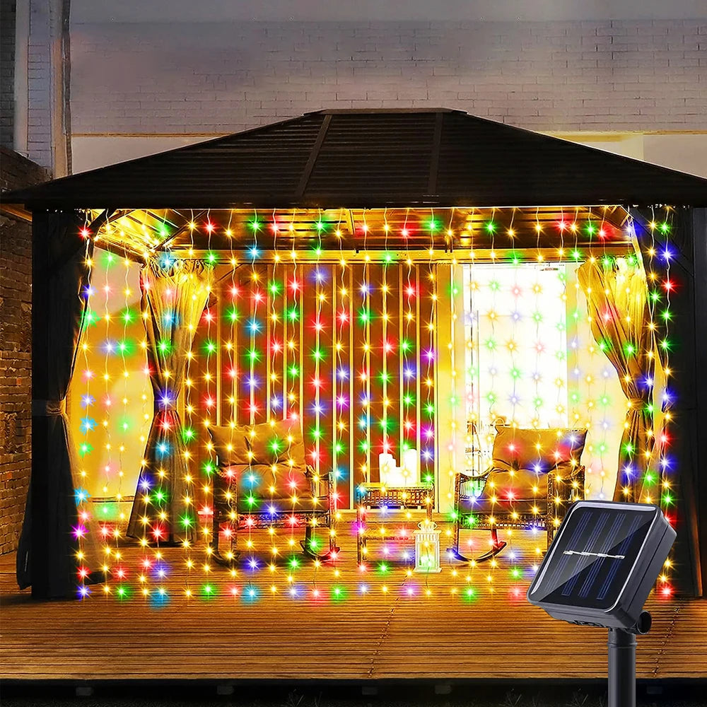 300 LED Solar Curtain Lights