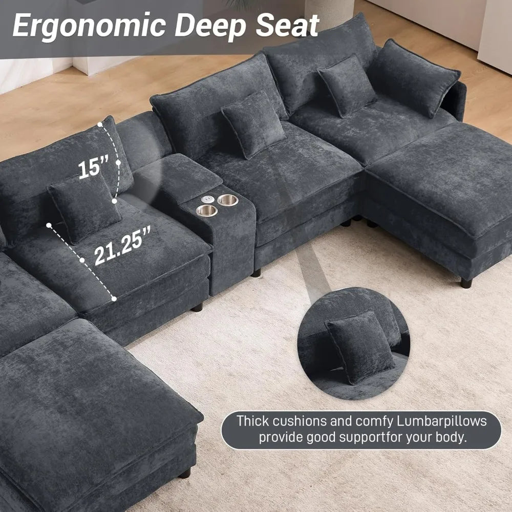 145" Oversized Modular Sectional U-Shaped