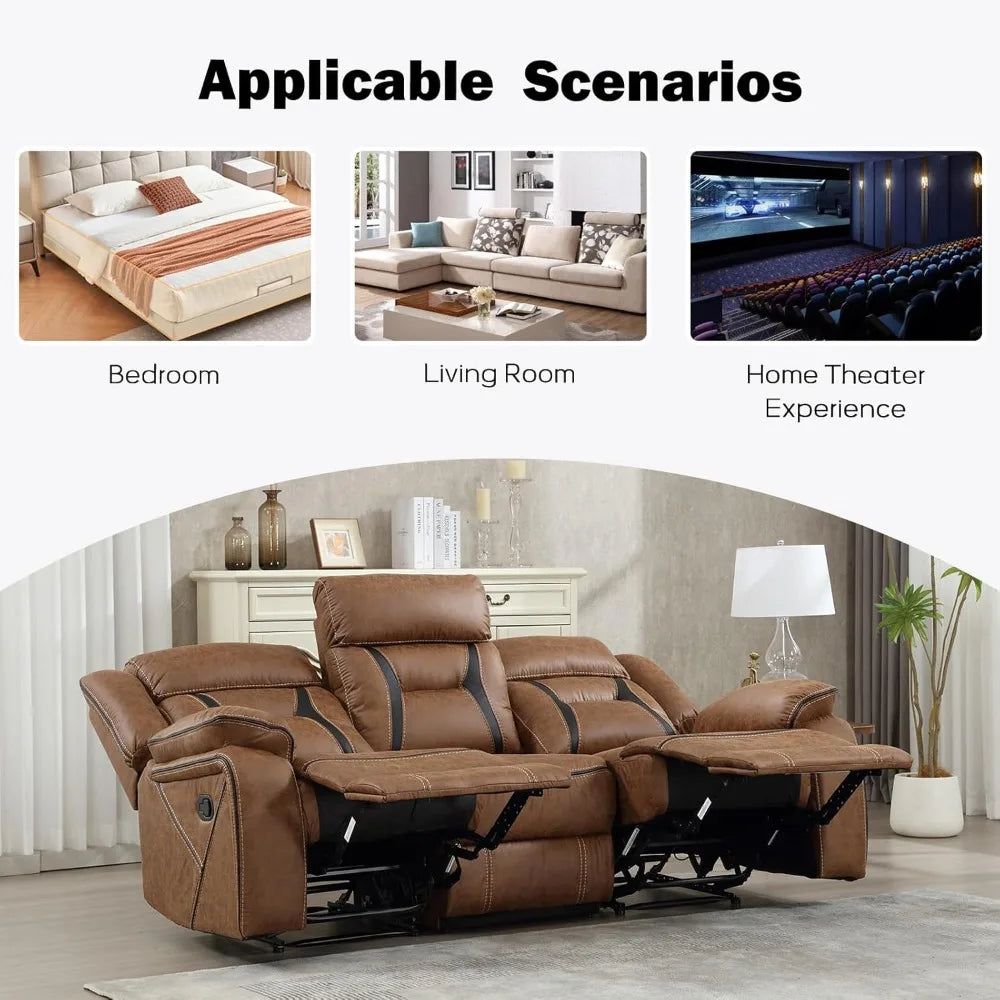 Faux Leather Manual Reclining Sofa
