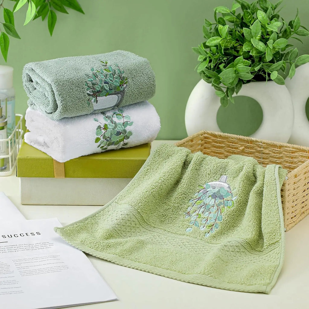 3 Farmhouse Hand Towels, Embroidery, 100% Cotton