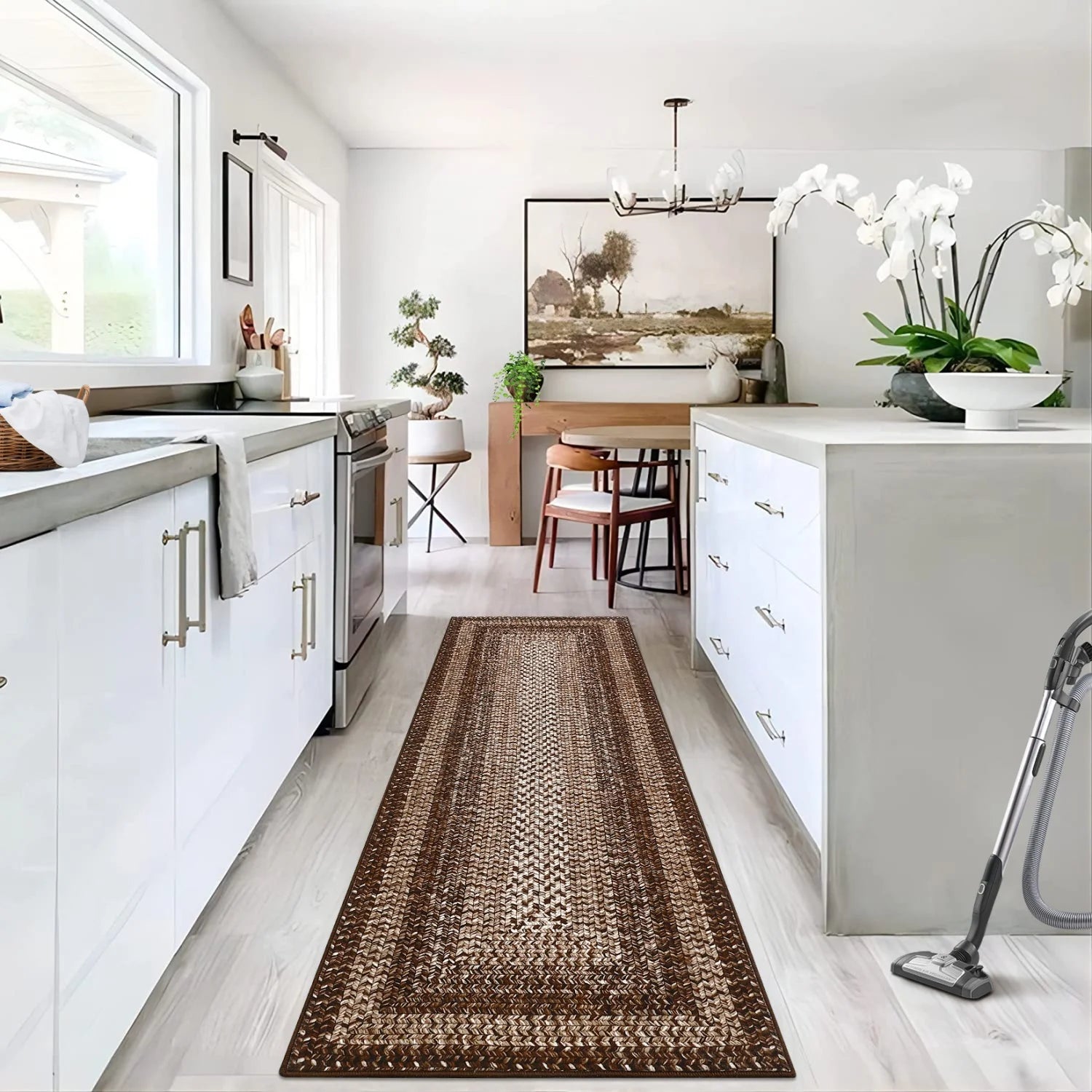 57"x52" Washable Modern Braided Print