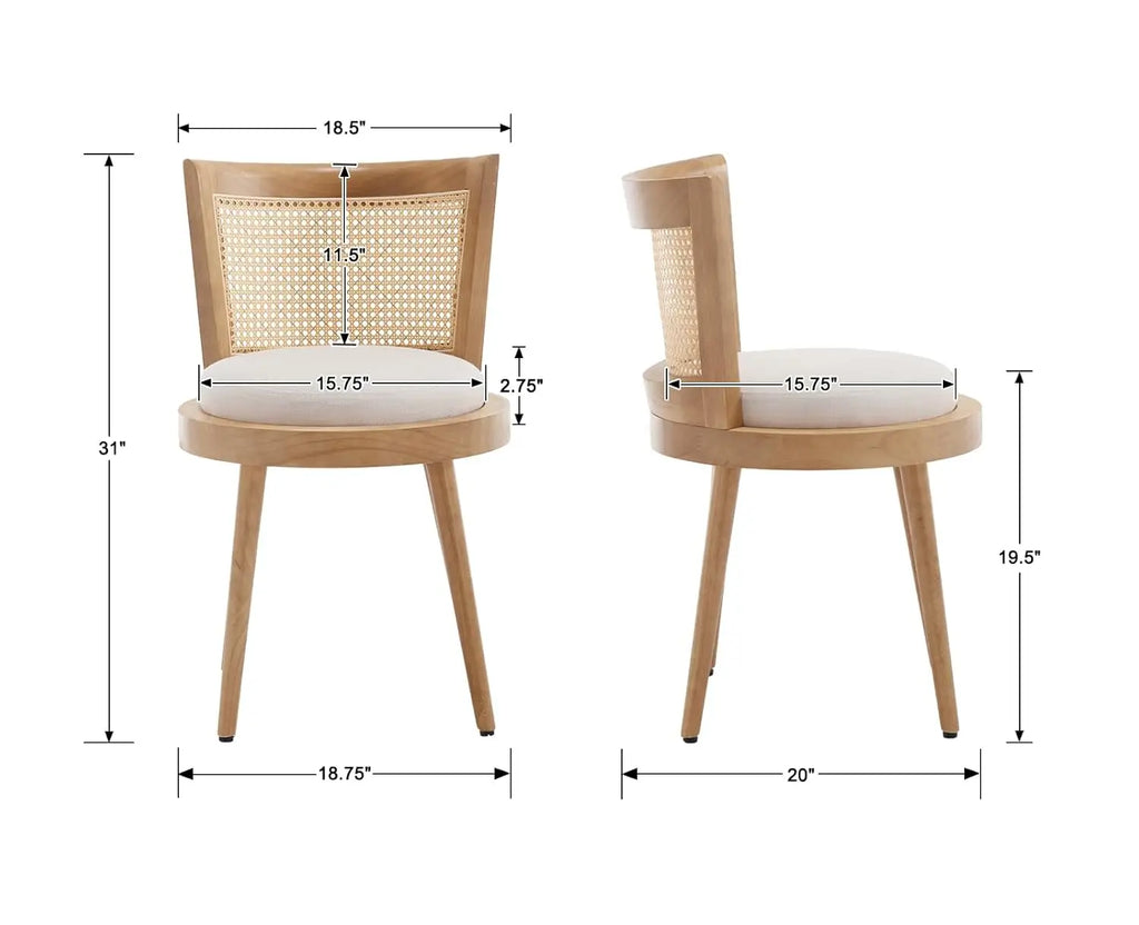 4 Modern Farmhouse Rattan Natural Wood