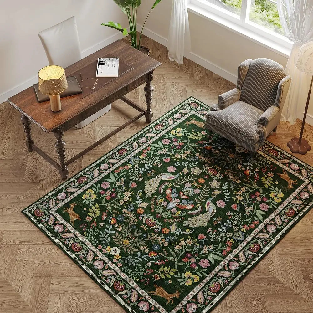6x9 Washable Floral Low Pile