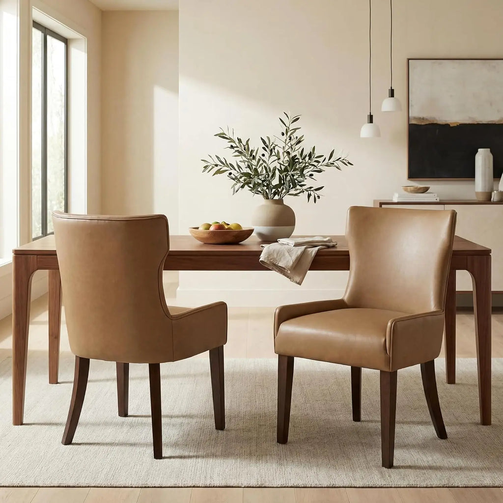 2 Faux Leather Upholstered Wood legs