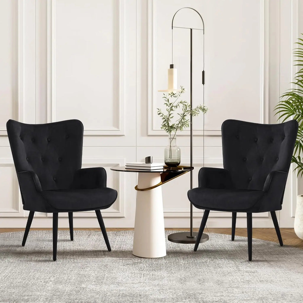 2 Black Velvet w/ High Wingback